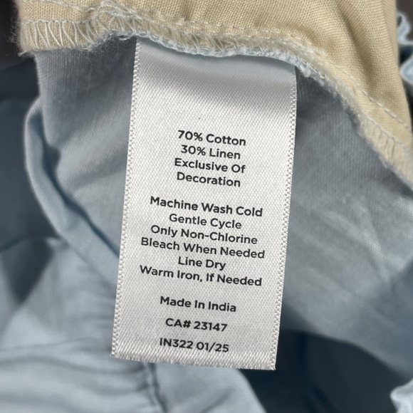 NEW Talbots Pants Womens Medium petite blue white cotton linen cropped floral - Picture 6 of 9